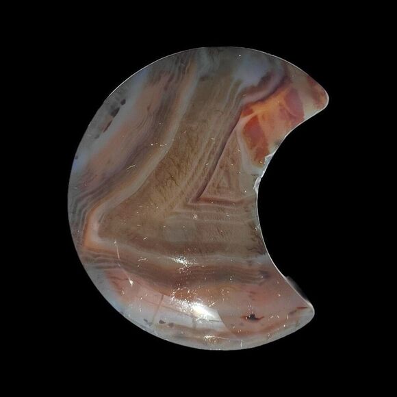 Brown Banded Agate Crystal Moon‎ Carving - Picture 13 of 13